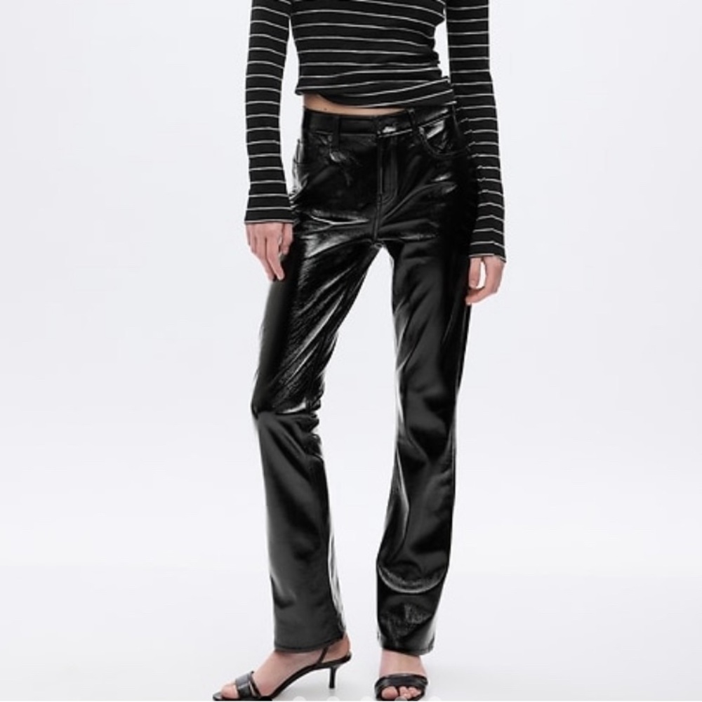 GAP Mid Rise Vegan Patent Leather Baby Boot Pant